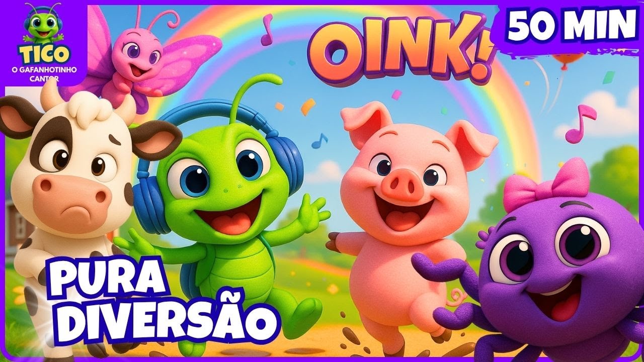 🐷🎶50 Minutos Oink! Dancinha do PORQUINHO com TICO | Vídeo Infantil Musical @ticogafanhotinho