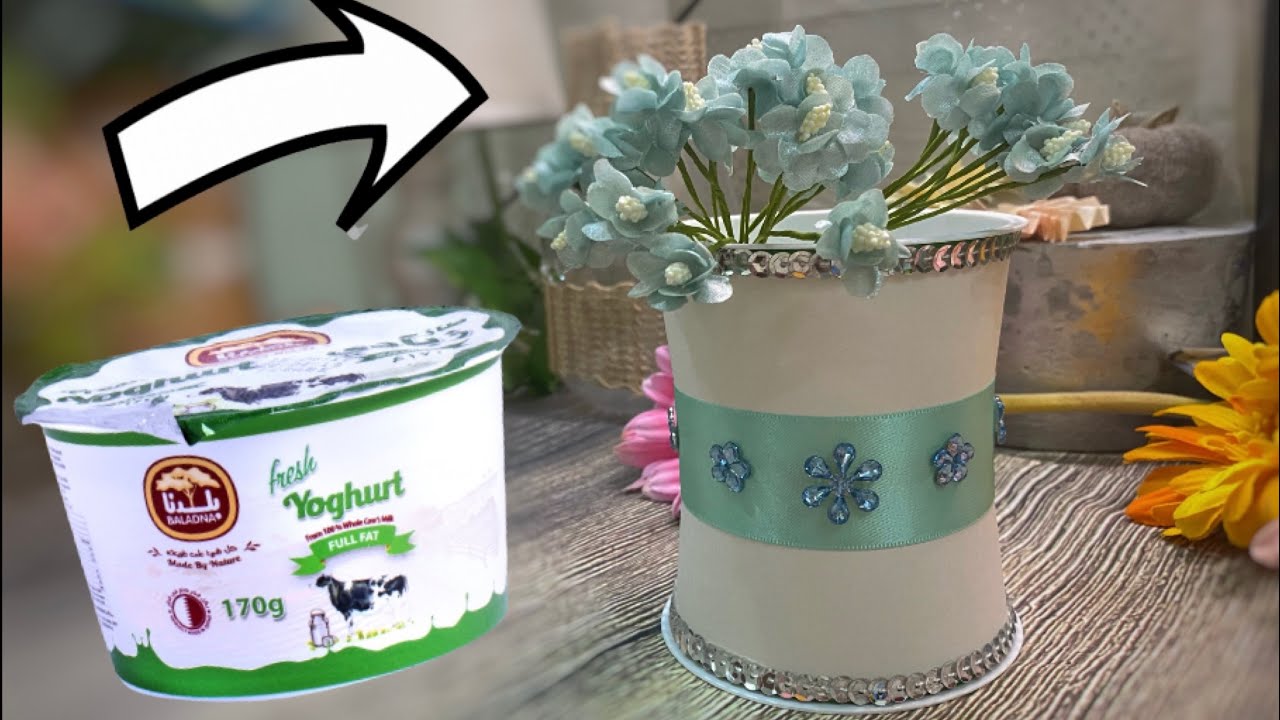 Out of waste idea/yogurt container vase