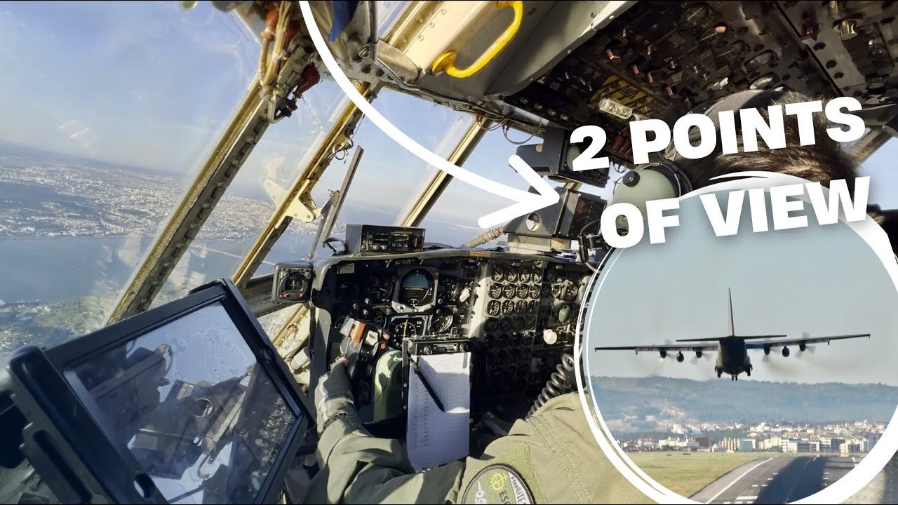 C130 Scenic Approach into Lisbon Airport - Portuguese Air Force