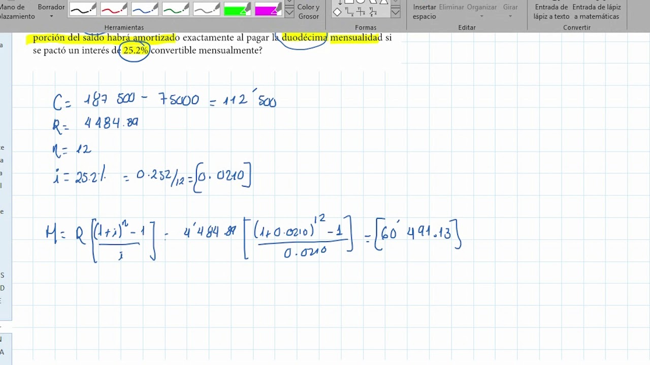 AMORTIZACION | MONTO-SALDO INSOLUTO| MATEMATICAS FINANCIERAS| EJ 8