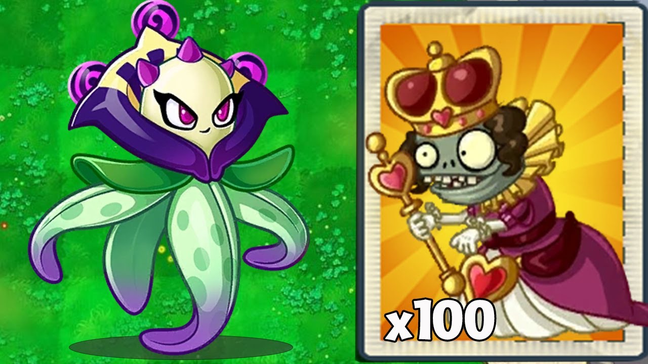 PvZ 2 100 Plant Vs 100 Zombie - Orchid Mage & All Plants Level 1 Vs Red Queen Imp Zombie