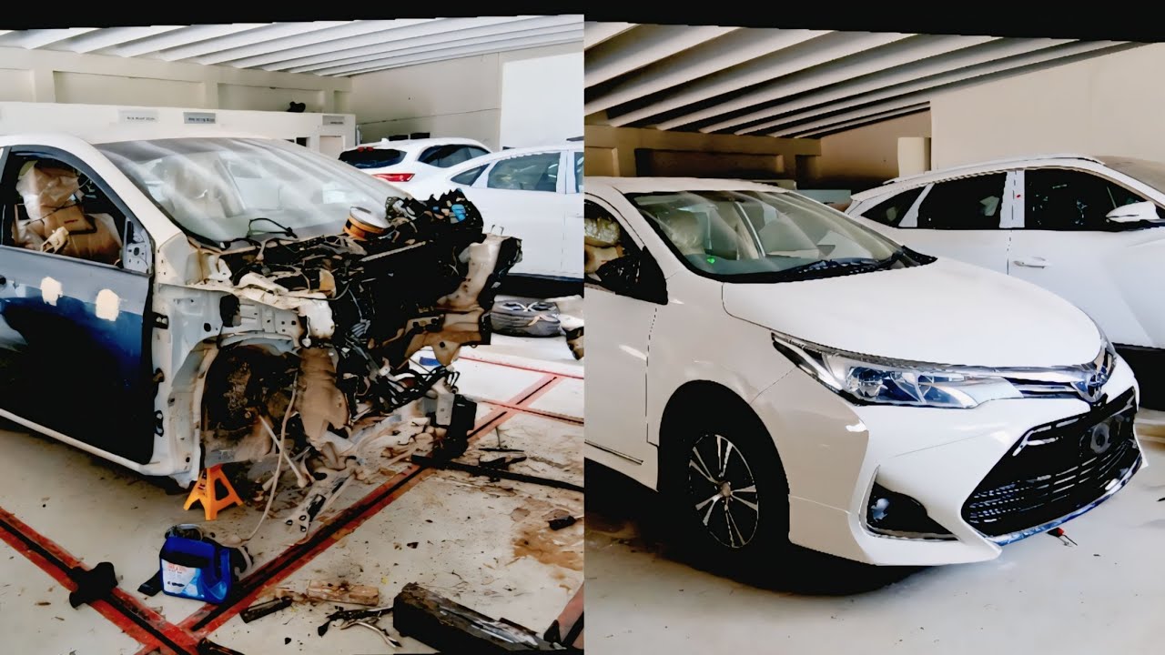 Toyota Corolla Altis front show  accident repairing video