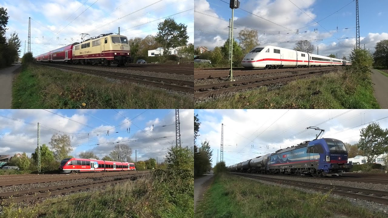 Bahnverkehr in Münster-Mecklenbeck mit RE42 Ersatzzug, SBB Cargo, ICE1, IC 2(146 & 147), FLIRT 3 uvm