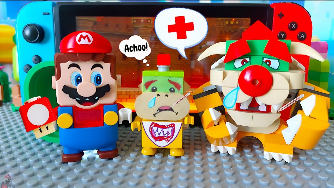 Bowser Jr. & Bowser is very sick 🤒 Does Lego Mario Help❓ Everyone is Laughing at Bowser🤣#legomario