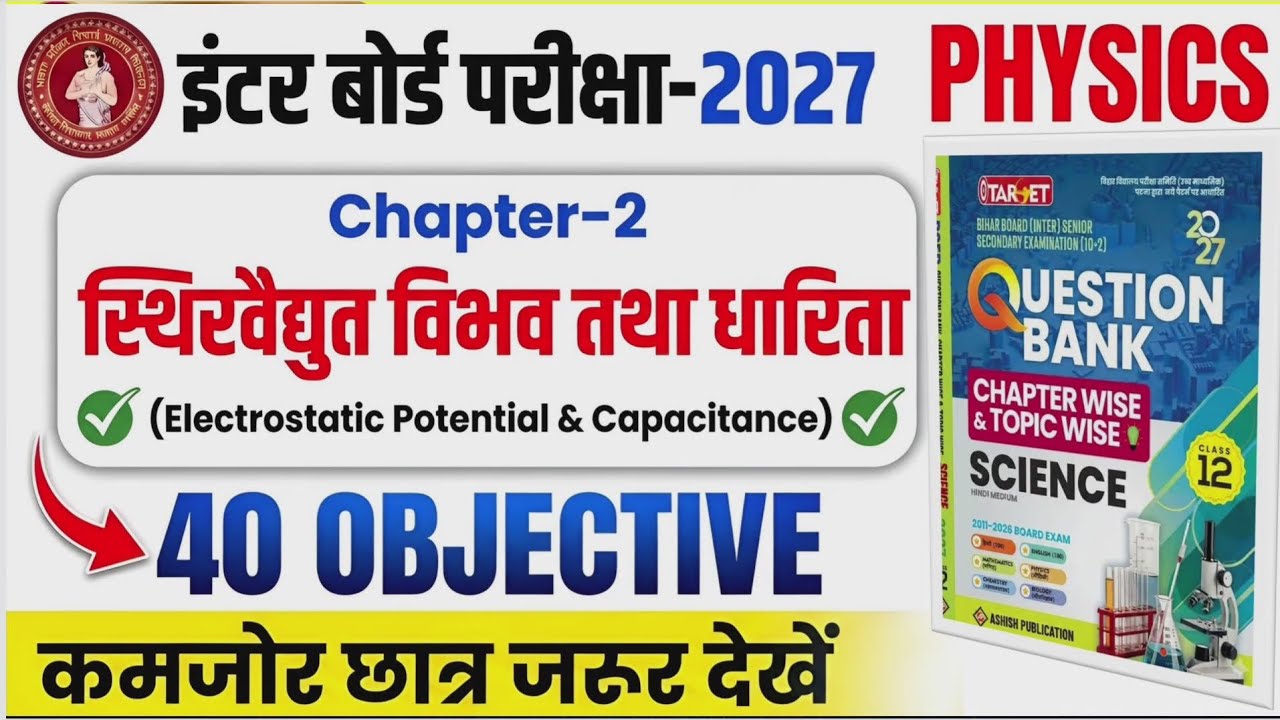 स्थिर वैद्युत विभव तथा धारिता 40 vvi objective 2027 || class 12 physics chapter 2 vvi objective