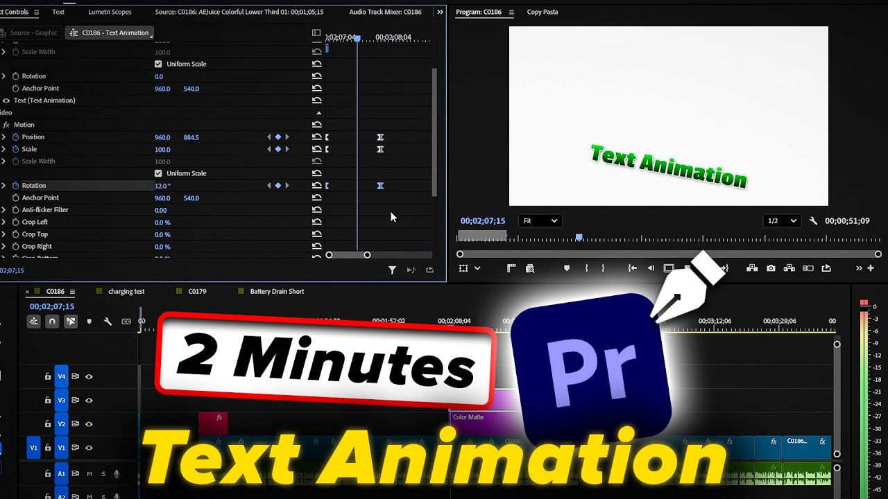 Как сделать чистую текстовую анимацию в Premiere Pro? (Без плагинов, без пресетов)