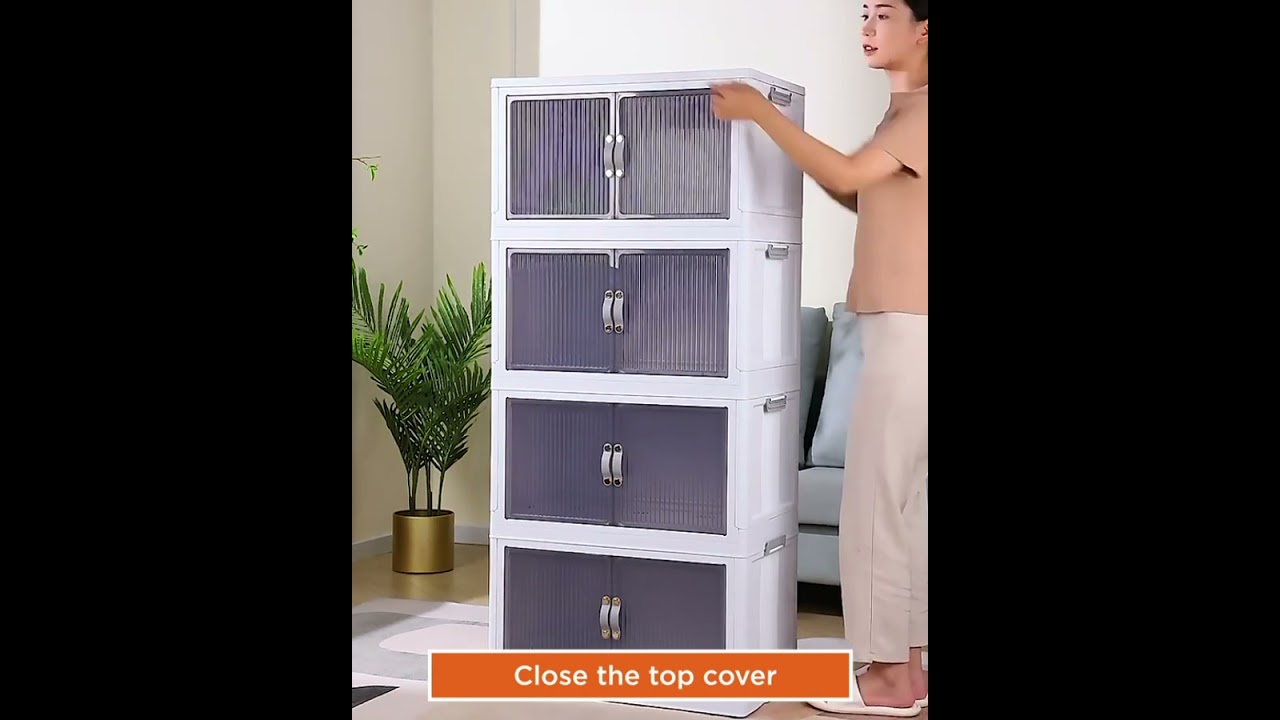 Joybos&reg;Plastic Stackable Storage Bins with Lids and Doors