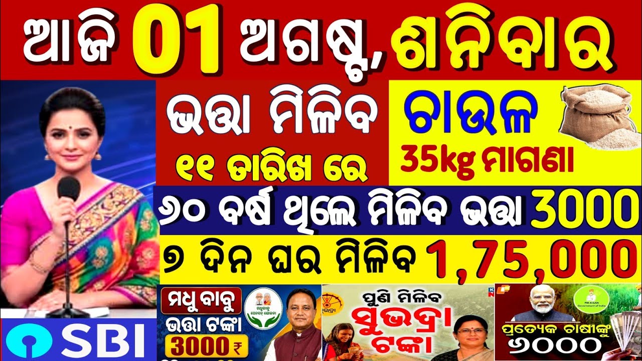 Today's Odia News/ 01 August 2026/Odisha News Today/ PM Kisan Yojana/Subhadra Yojana/cm kisan yojana