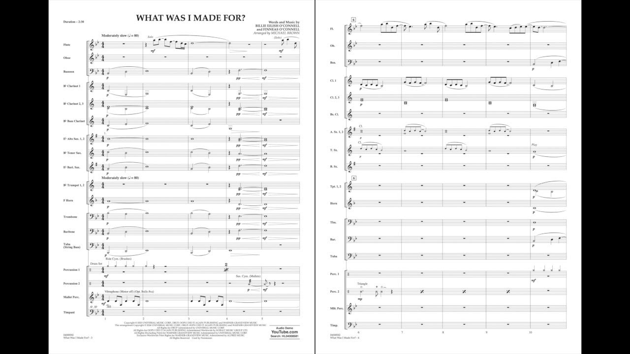What Was I Made For? arranged by Michael Brown