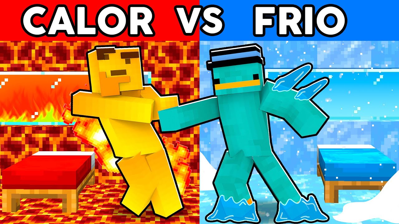 Batalla de CASAS de CALOR vs FR&Iacute;O en Minecraft!