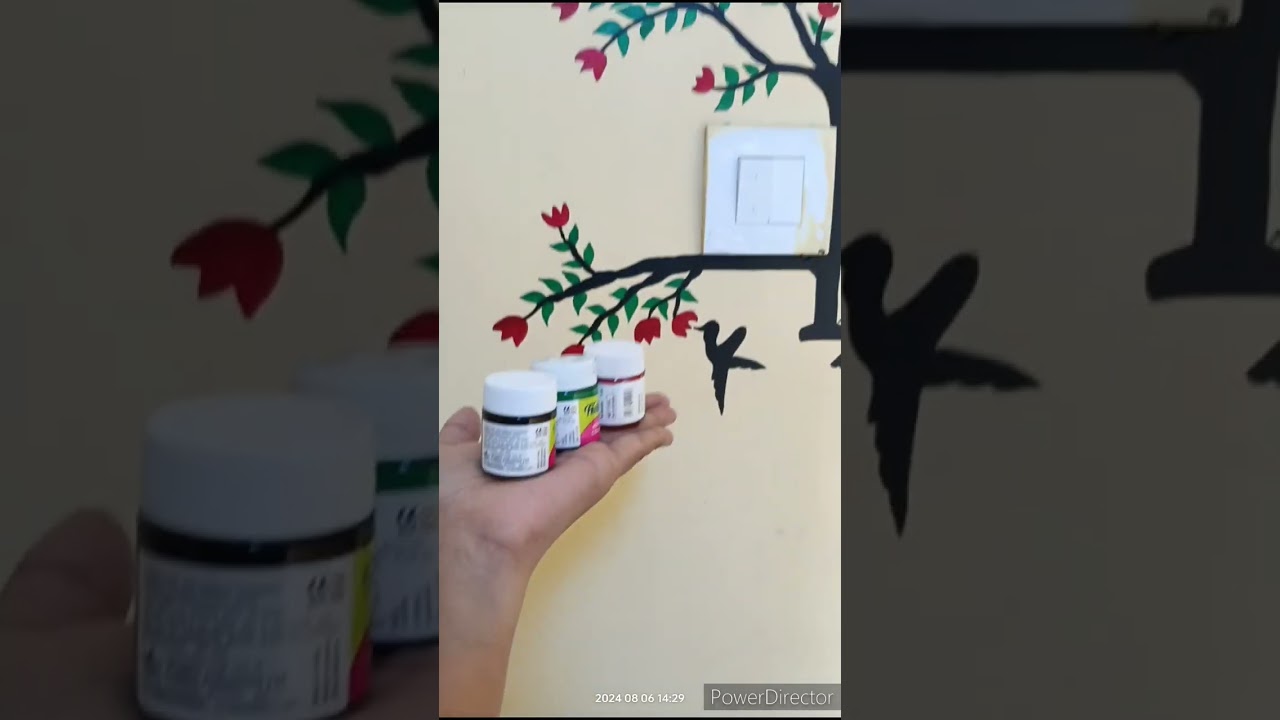 दीवार पेंटिंग  पेड़  🌸 पक्षी 🎨🖌️  मेरे द्वारा🤗🤗 #wallpainting #wallart #art #youtube #drawing #tree
