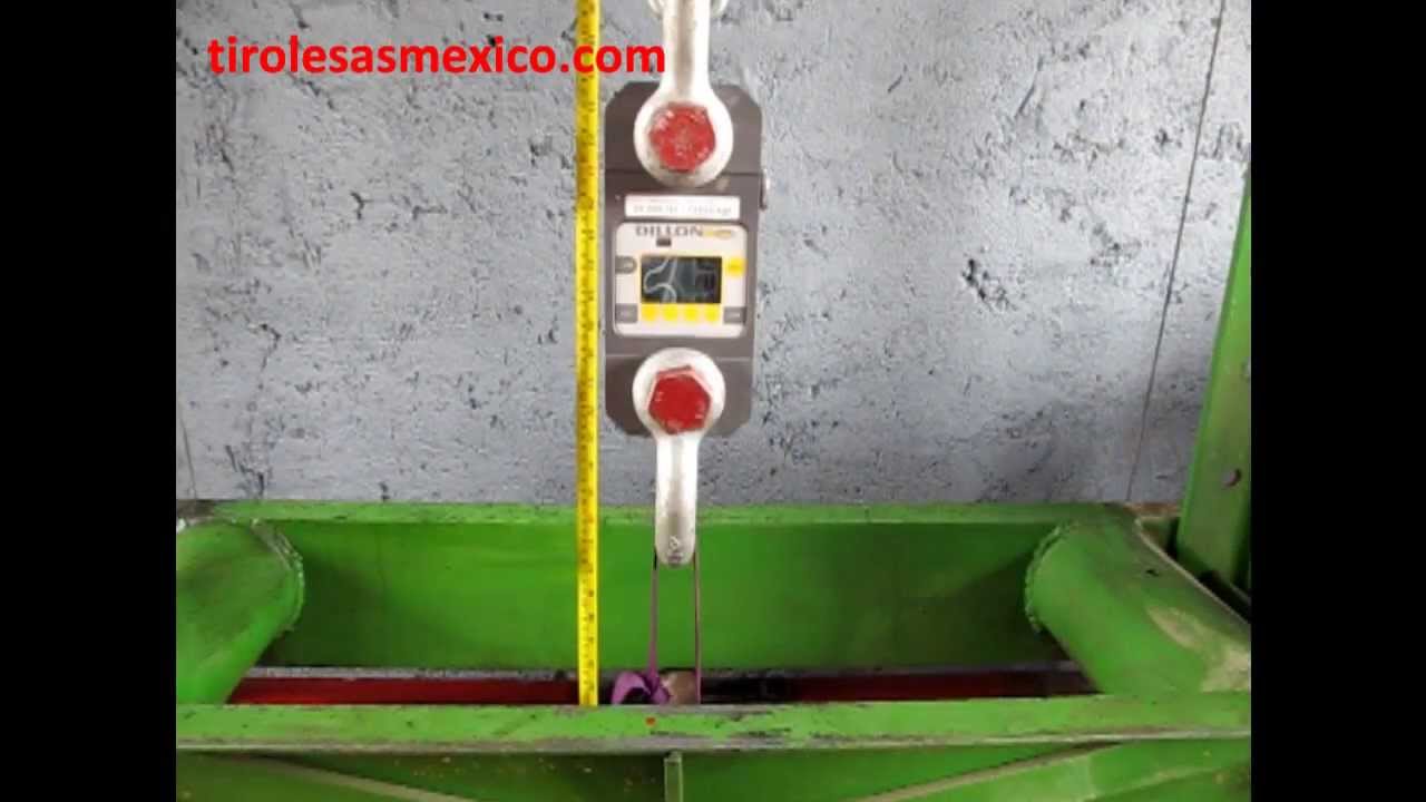Prueba de ruptura de equipo de escalara tirolesa mosquetones y no certificados