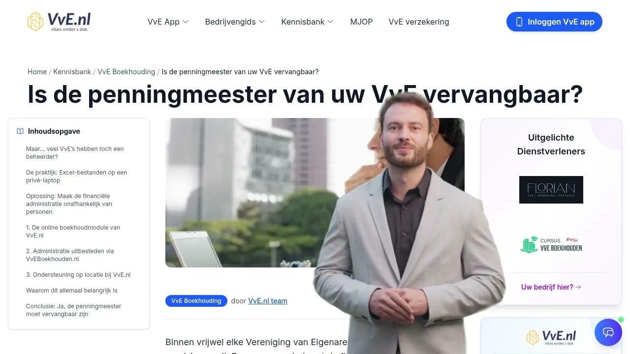 Is de penningmeester van uw VvE vervangbaar?
