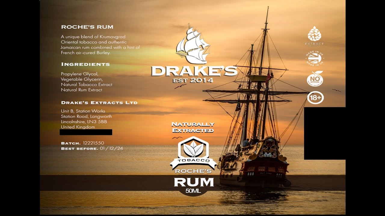 Drake&rsquo;s Roche&rsquo;s Rum Tobacco {N.E.T Hybrid} Tasty tobacco vape