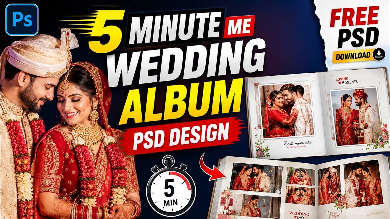 1 Click Wedding Album Design Tutorial + Free PSD