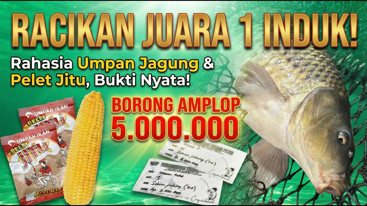 TIKET 1 JUTA JUARA 1 INDUK TERBERAT !! RACIKAN UMPAN IKAN MAS TERLARANG JAGUNG PELET JITU MENGGILA ❗