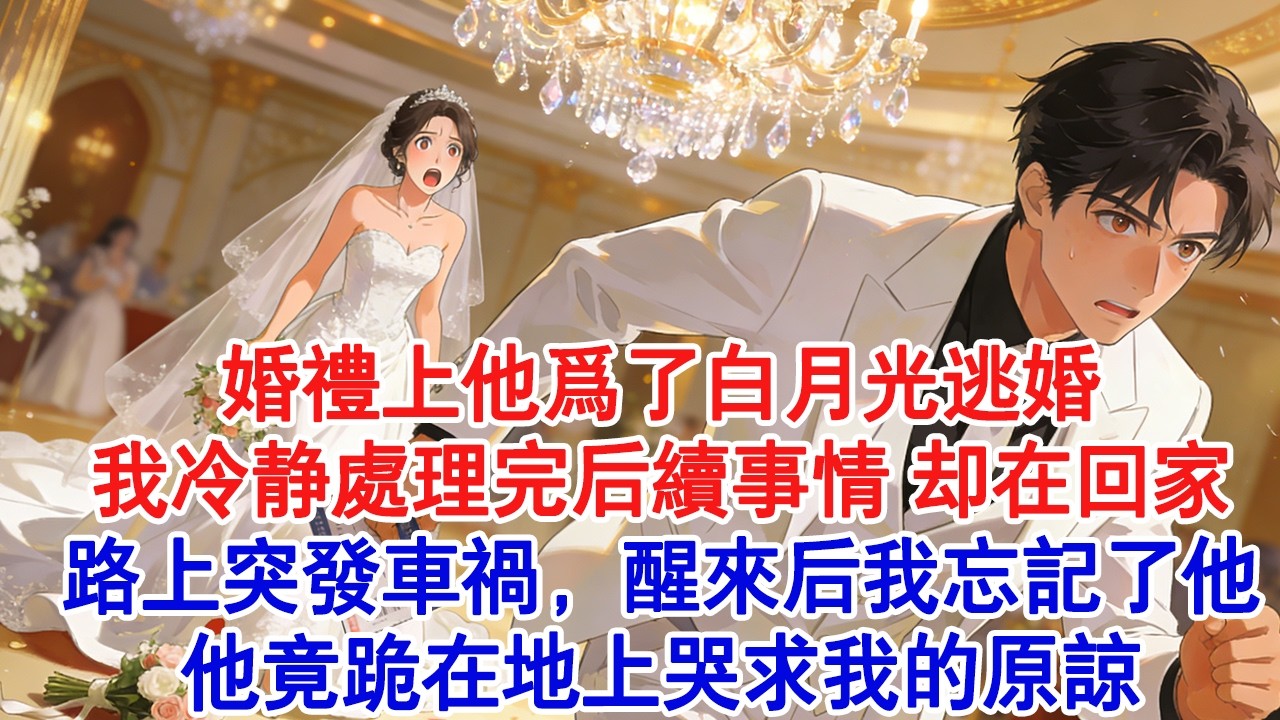 【情感故事】婚禮上他為了白月光逃婚，我冷靜處理完後續事情，卻在回家路上突發車禍，醒來後我忘記了他，他竟跪在地上哭求我的原諒。#小說 #愛情 #故事