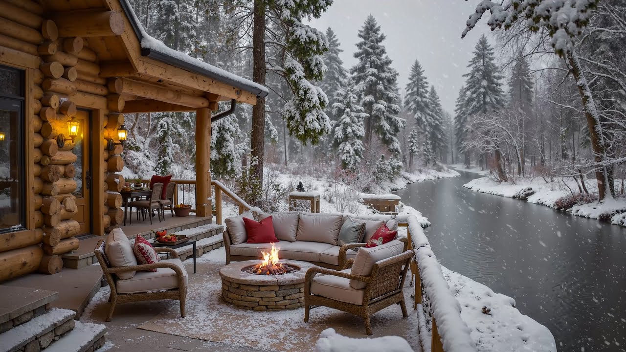 Peaceful Outdoor Space on Winter Ambience ❄ Soothing Piano, Nature Sound for Relaxation