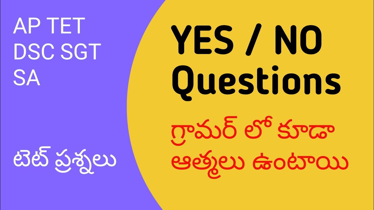Yes or no Questions I TET questions in telugu  I AP TET DSC SGT SA