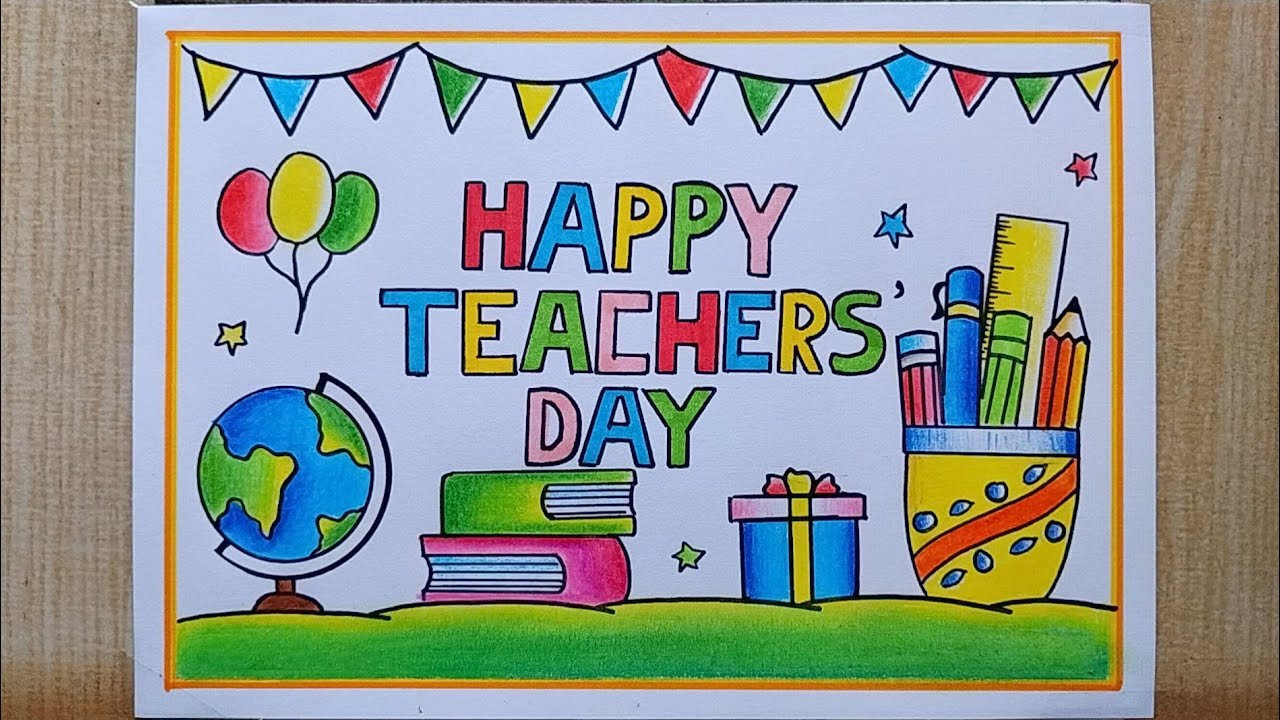Teachers day drawing easy| Teachers' Day Poster drawing| Happy Teachers day Beautiful 😍 Card drawing