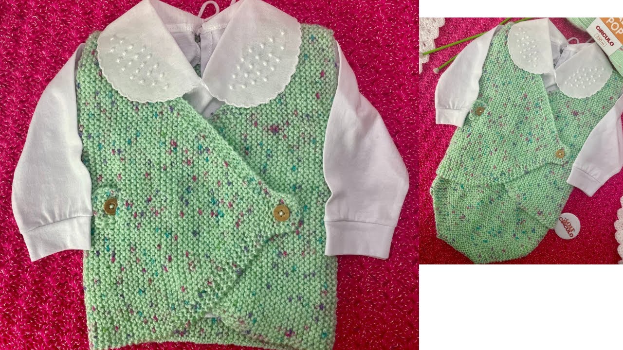Colete de Tricô para Bebê – Modelo Cruzado Muito Fácil | Receita com Apenas 1 Novelo