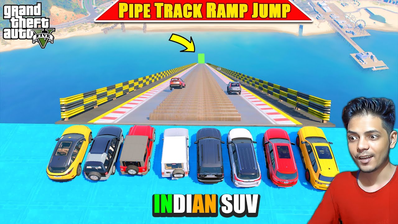 GTA 5 : POWERFUL INDIAN SUV 🔥VS PIPE TRACK RAMP JUMP CHALLENGE!