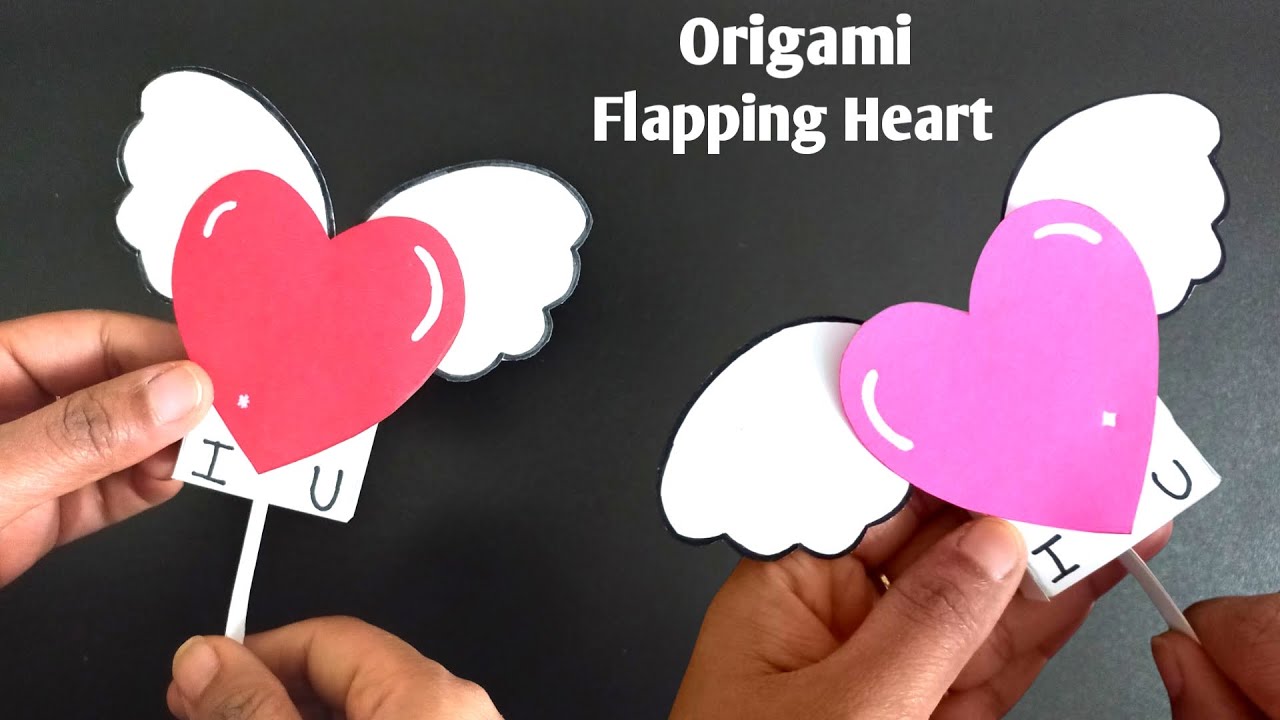 Origami Paper Heart With Wings | Valentine's Day Paper Crafts