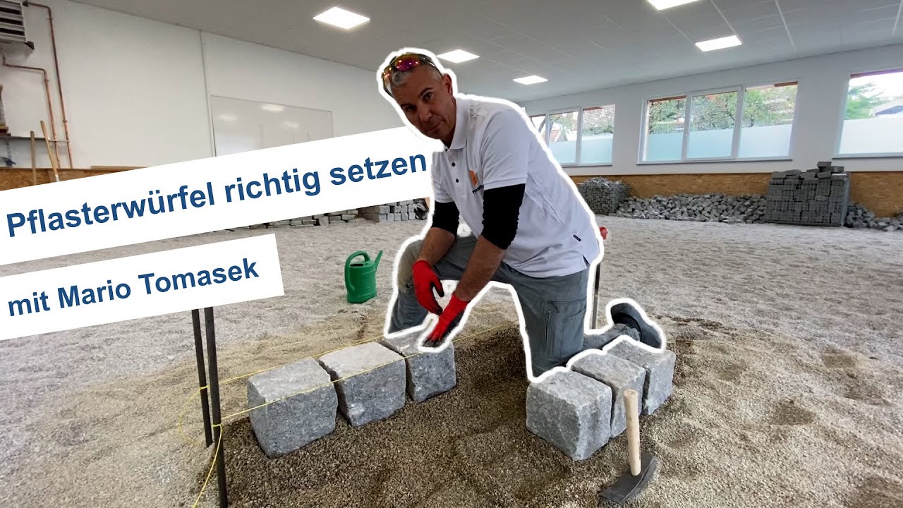 Pflasterzeilen aus Großpflastersteinen/Pflasterwürfeln richtig setzen
