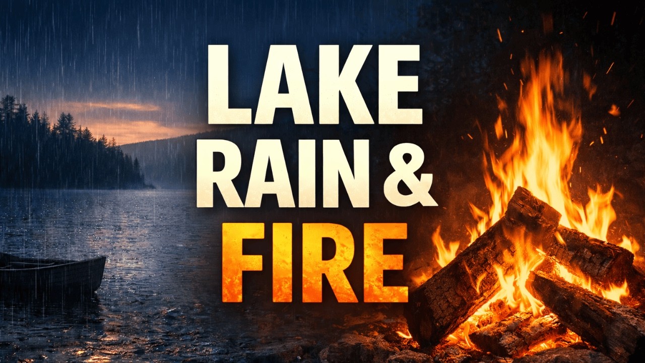 Heavy Rain by the Lake with Fireplace – 2.5 Hours for Deep Sleep (No Thunder)