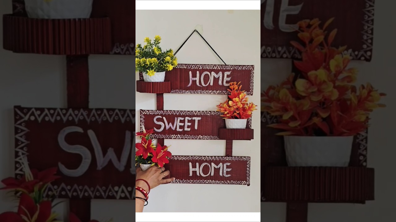 Home Sweet Home Flower Hanging Craft #shorts #diy #creativevinii #youtubeshorts #ashortaday