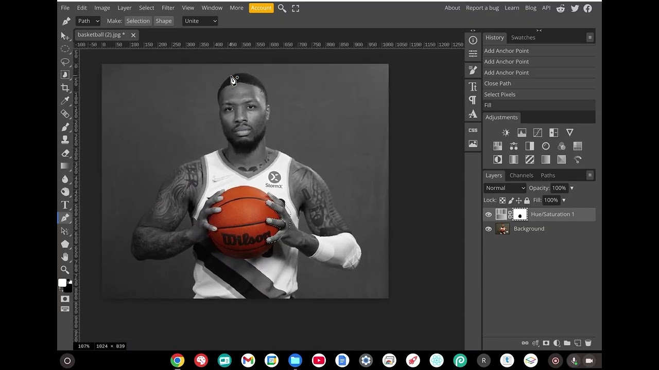 Photopea Adjustment Layer Hue/Saturation