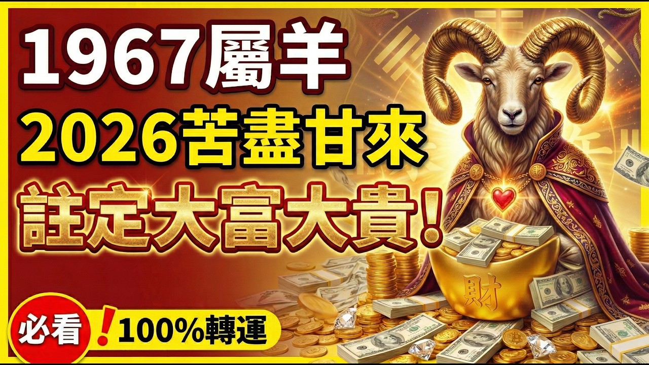 1967年屬羊人：天生心軟卻命格高貴！59歲「六合之命」，2026年苦盡甘來，註定大富大貴！