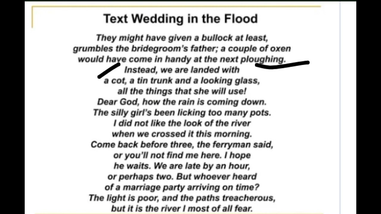 wedding in the flood by Taufiq Rafat full explanation