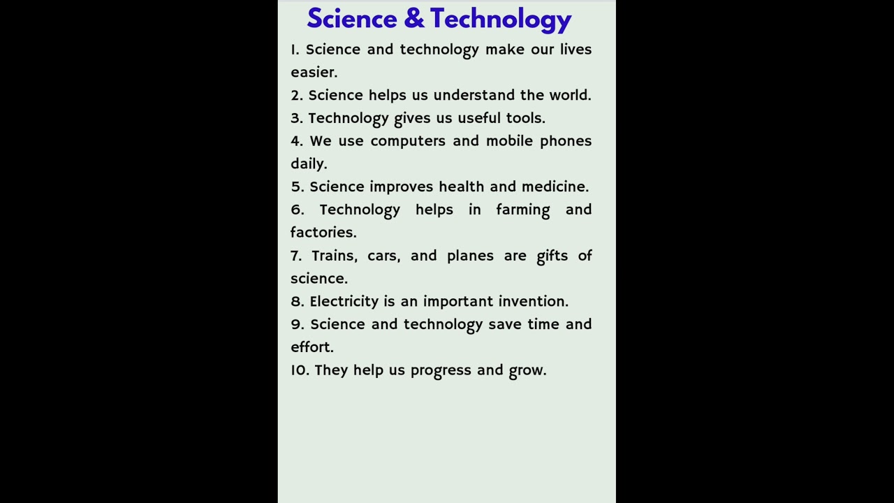 10 lines on Science and Technology / Essay / Make sentences on Science and Technology #essay