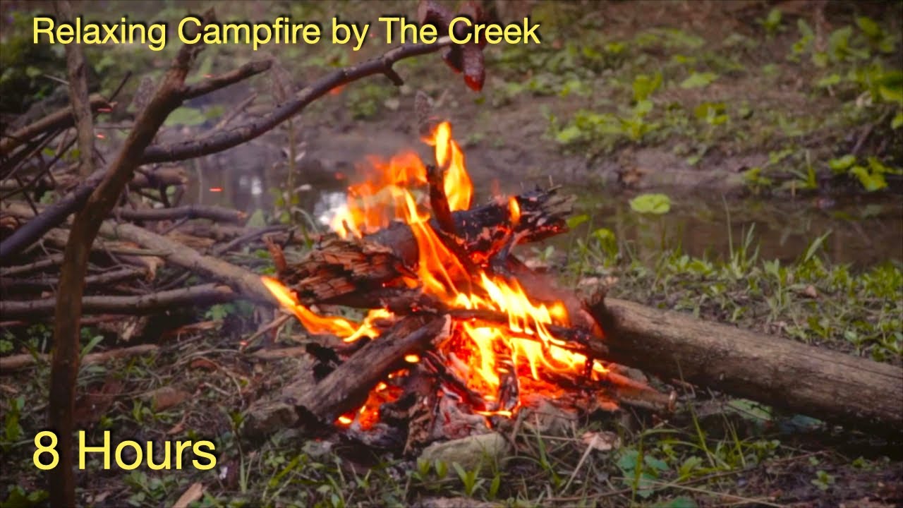 Deep Sleep Campfire by the Creek 🔥🌊 Cozy Fire Crackles & Gentle Stream | 4K Ambience 8 Hours