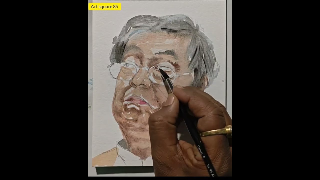 Рисунок старика, выполненный акварелью.