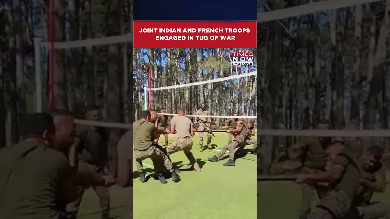 Joint Indian And French Troops Engage In Tug Of War Amid Indo-French Joint Military Exercise #shorts