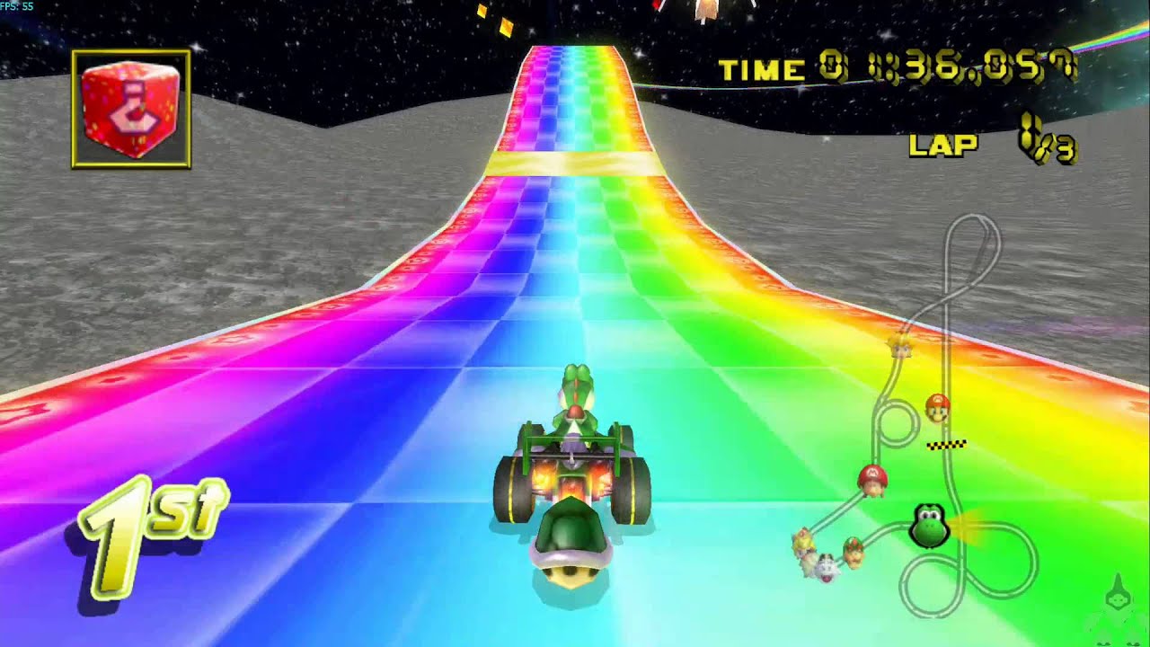 Rainbow Road 64 Remake Mario Kart Wii CTGP Revolution - HD Gameplay On Dolphin 3.5 Wii Emulator