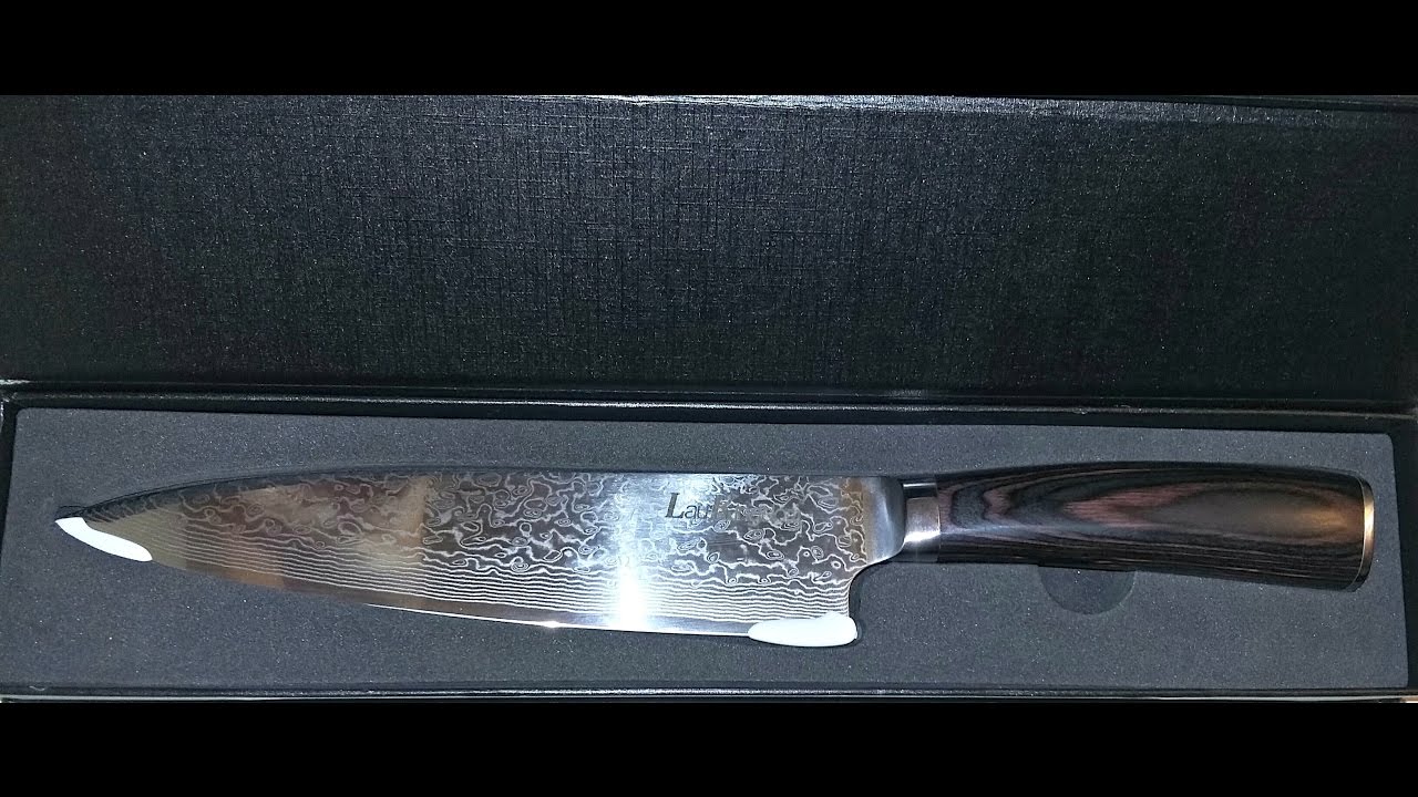 Damascus Steel Chef's Knife Unbox Review Product Test