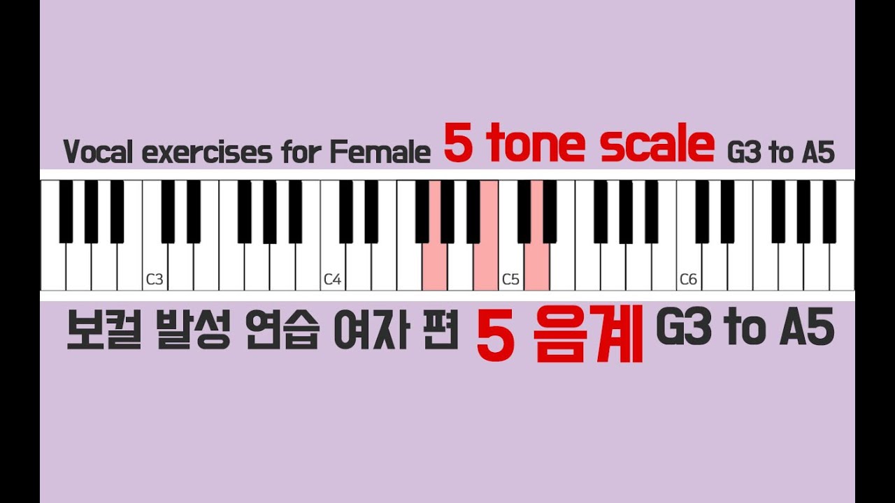 vocal warm up exercises female piano scale 5tone / 보컬 발성연습 피아노 스케일 5음계 여자편