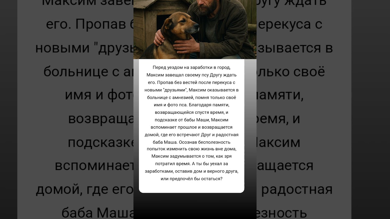 Амнезия, верный пес и выбор жизни история Максима и Друга 🐾 #история #амнезия