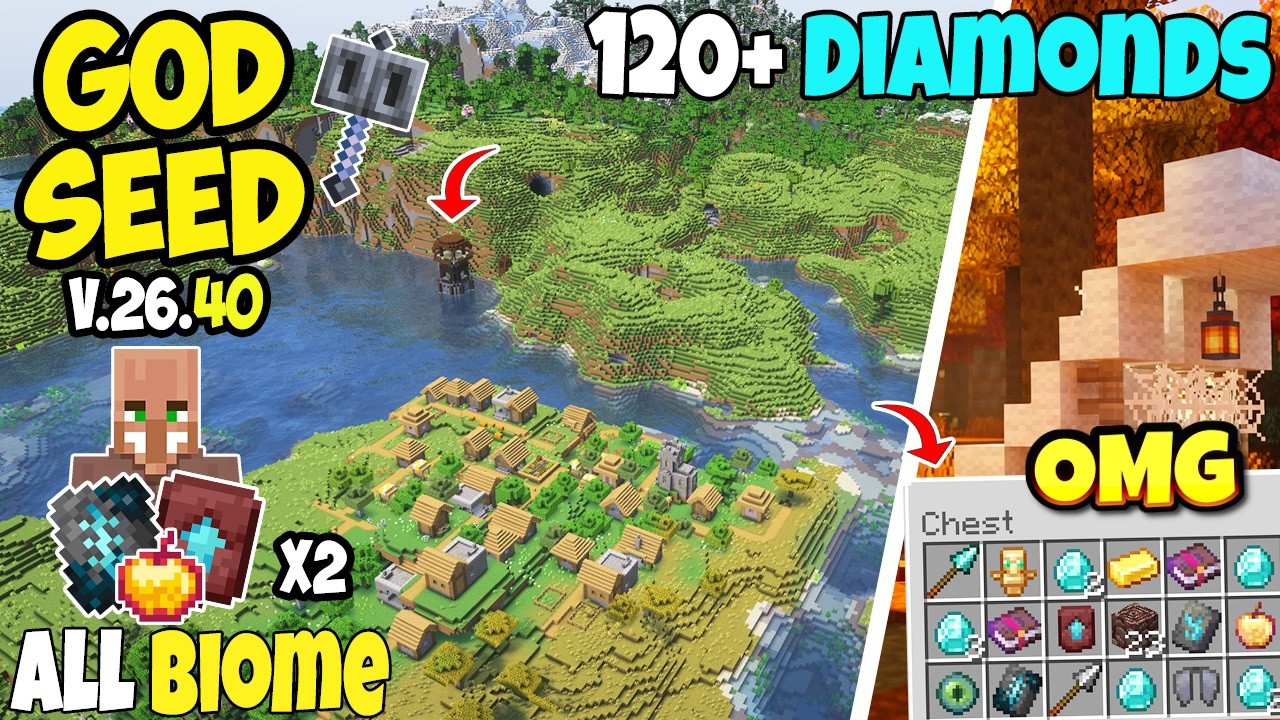 🔥Ultimate (God Seed) For Minecraft 26.40+ Bedrock & PE | All Biomes Seed+Sulfur Cave & 11 Blacksmith