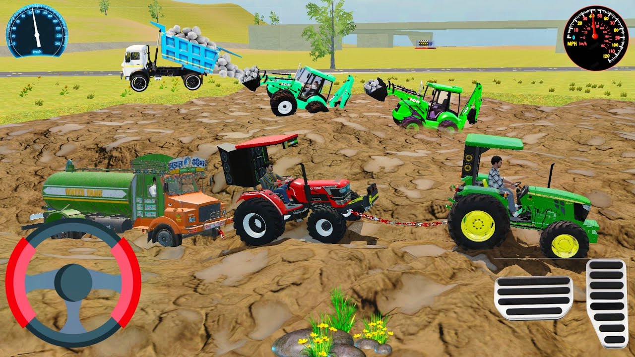 Panjabi truck stuck in mud tractors rescue the panjabi truck #panjabi #truck #gaminglive 
