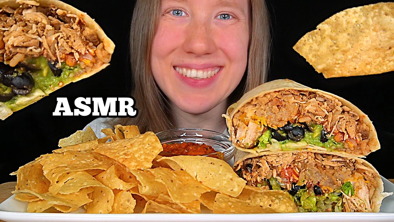 ASMR MOE'S CHICKEN BURRITO MUKBANG (No Talking) EATING SOUNDS