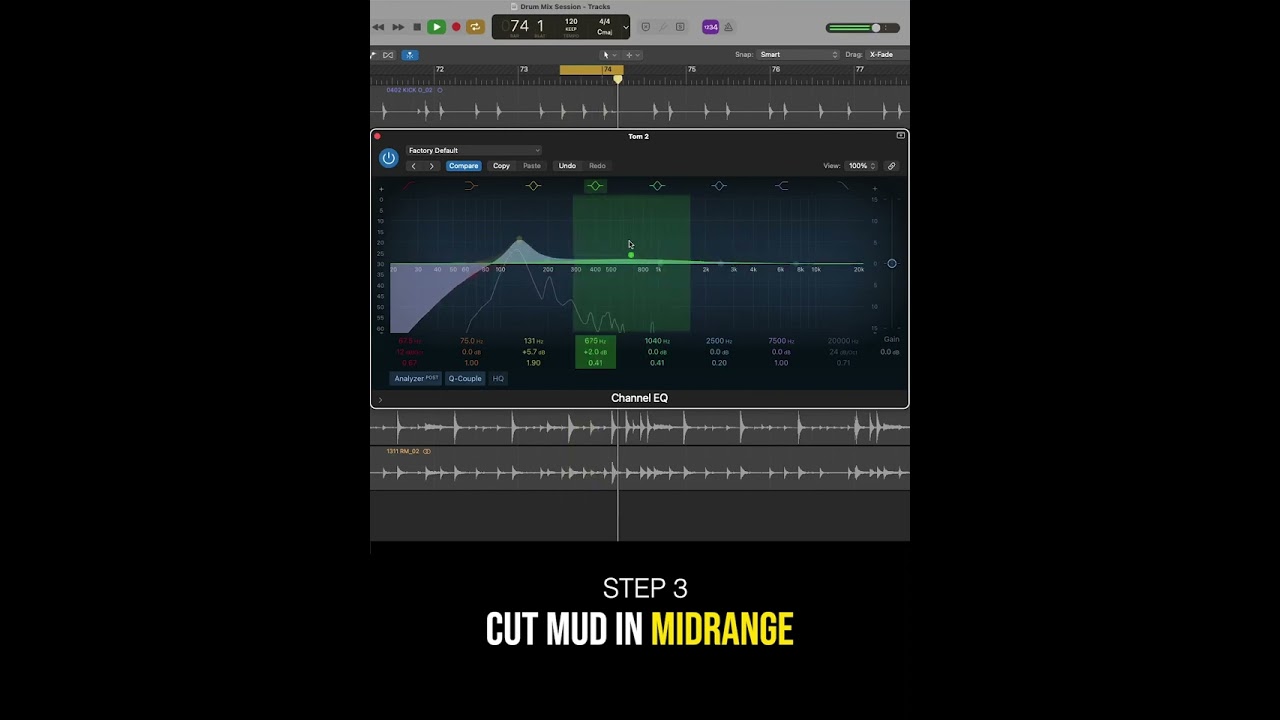 Как настроить эквалайзер для томов | Советы по микшированию барабанов | #шорты #музыка #музыкальн...