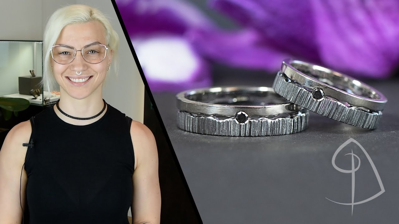 Fedi nuziali con diamanti neri e bracciale in cuoio