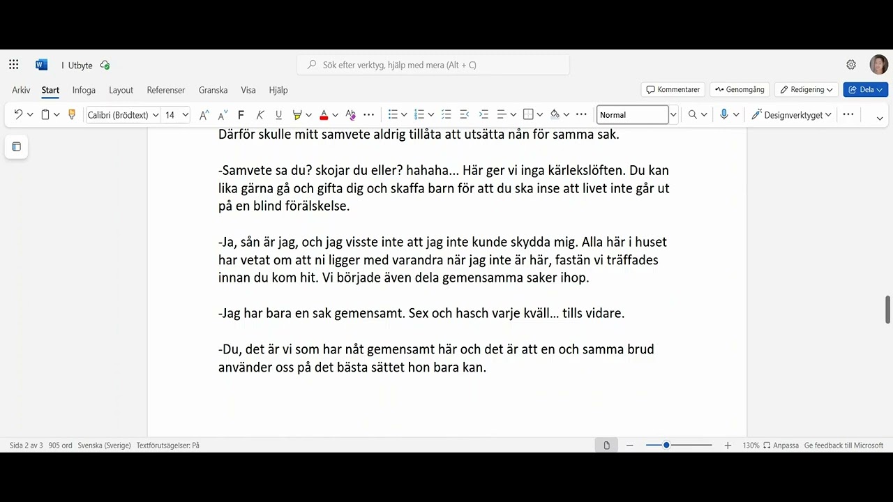Novellen i Utbyte för SFI D, SVA/SVAGRUND.