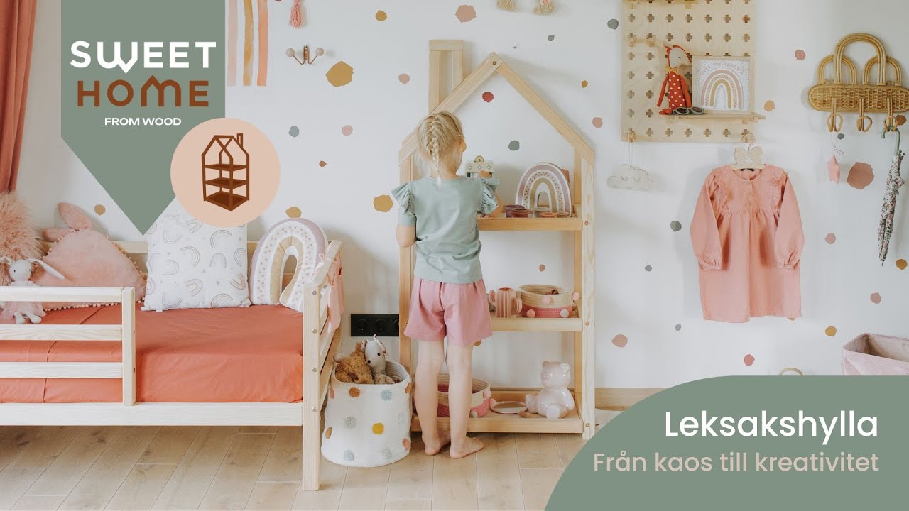 Montessori Husformad Hylla för Barn | Öppen Förvaring för Leksaker & Böcker | Sweet Home From Wood