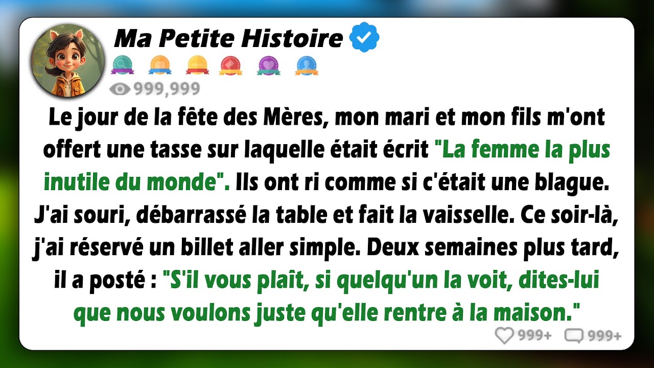 Le jour de la fête des Mères, ils m'ont dit que je ne valais rien. Deux semaines plus tard, j'ai...