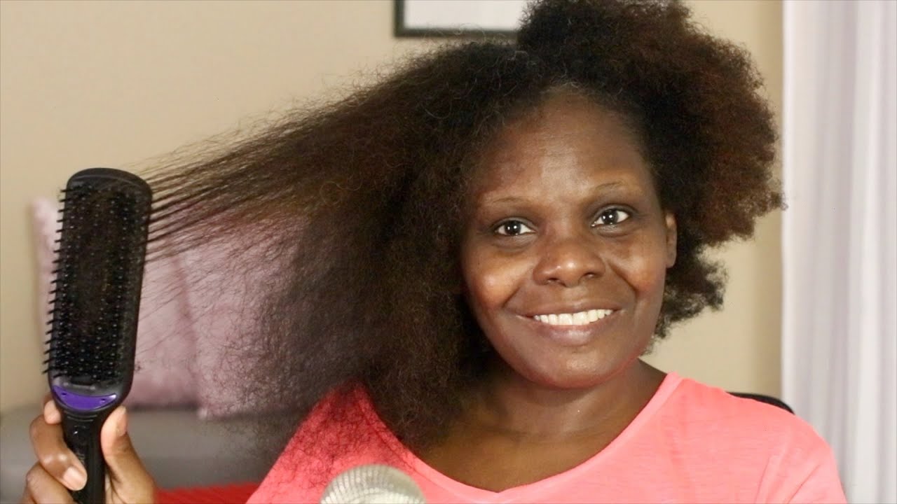 USING STRAIGHTENING HEAT BRUSH TO BLOW OUT MY HAIR ASMR FIRST TIME